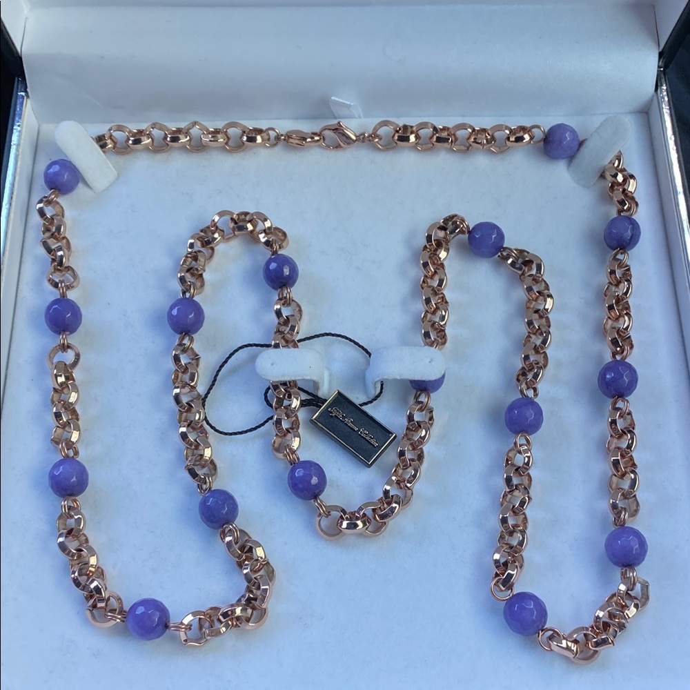 ‘New’ Vintage Fifth Avenue Collection Purple & Rose Gold “Forever Bold” Necklace